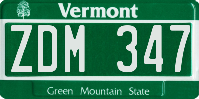 VT license plate ZDM347