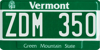 VT license plate ZDM350