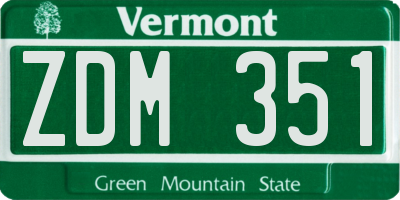 VT license plate ZDM351