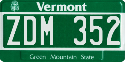 VT license plate ZDM352