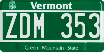 VT license plate ZDM353