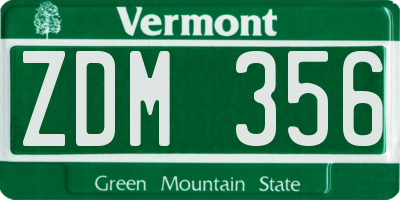 VT license plate ZDM356