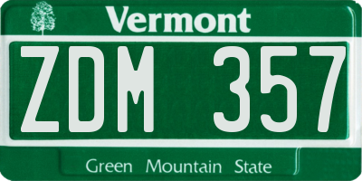 VT license plate ZDM357