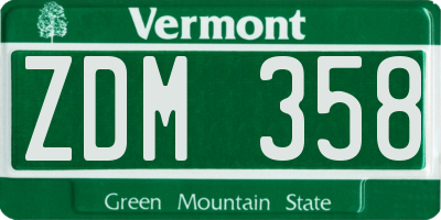 VT license plate ZDM358