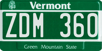 VT license plate ZDM360