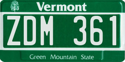 VT license plate ZDM361