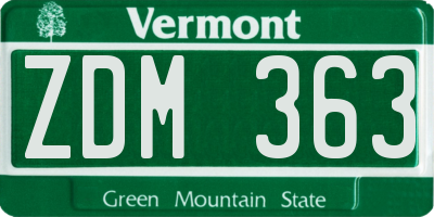 VT license plate ZDM363