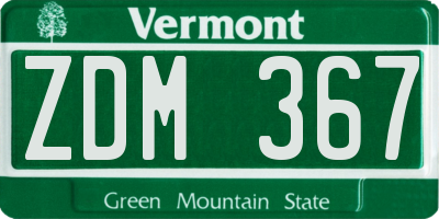 VT license plate ZDM367