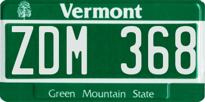 VT license plate ZDM368
