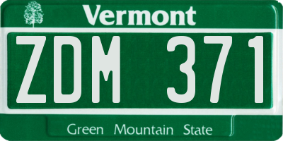 VT license plate ZDM371