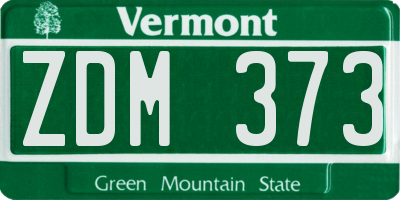 VT license plate ZDM373