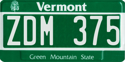 VT license plate ZDM375