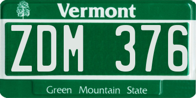 VT license plate ZDM376