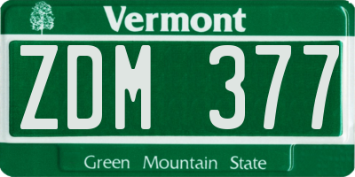 VT license plate ZDM377