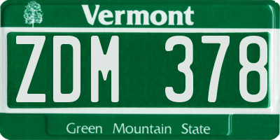 VT license plate ZDM378