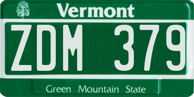 VT license plate ZDM379