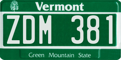 VT license plate ZDM381