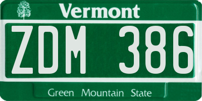 VT license plate ZDM386