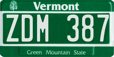 VT license plate ZDM387