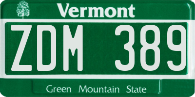 VT license plate ZDM389