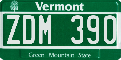 VT license plate ZDM390