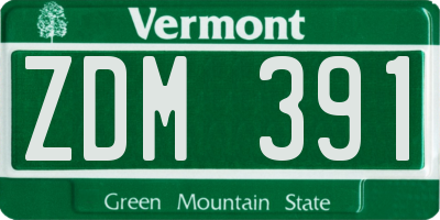 VT license plate ZDM391