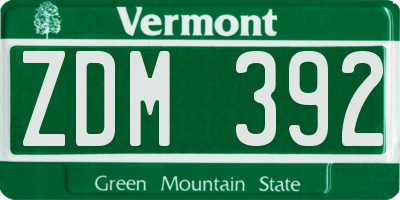 VT license plate ZDM392