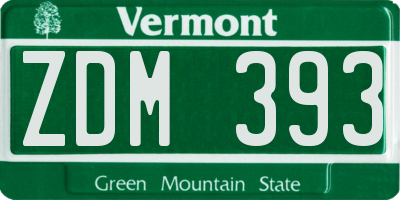 VT license plate ZDM393