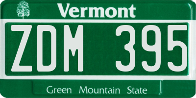 VT license plate ZDM395