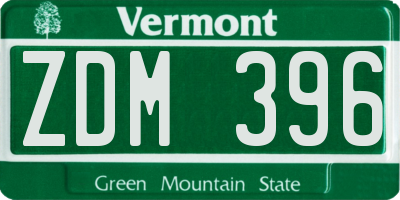 VT license plate ZDM396