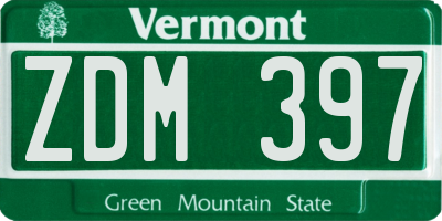 VT license plate ZDM397
