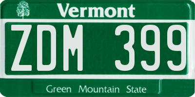 VT license plate ZDM399