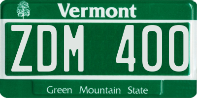 VT license plate ZDM400
