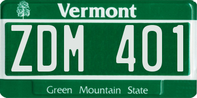VT license plate ZDM401