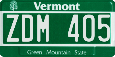 VT license plate ZDM405