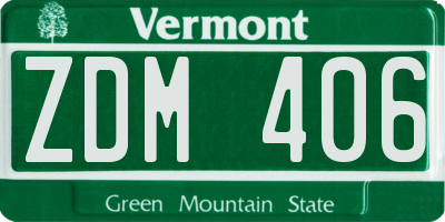 VT license plate ZDM406