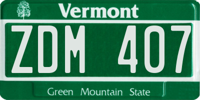 VT license plate ZDM407
