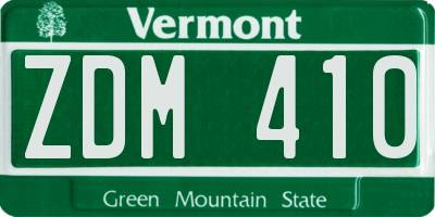 VT license plate ZDM410