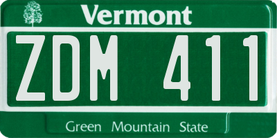 VT license plate ZDM411