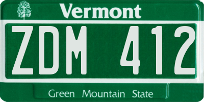 VT license plate ZDM412