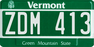 VT license plate ZDM413