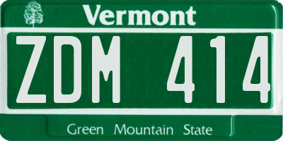 VT license plate ZDM414
