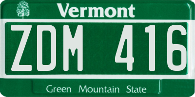 VT license plate ZDM416