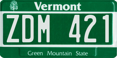 VT license plate ZDM421
