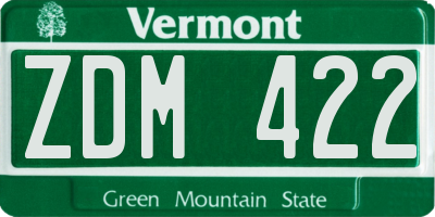 VT license plate ZDM422