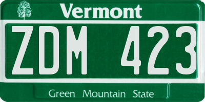 VT license plate ZDM423