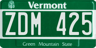 VT license plate ZDM425