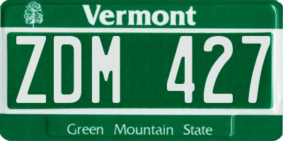 VT license plate ZDM427