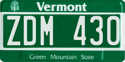 VT license plate ZDM430