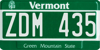 VT license plate ZDM435